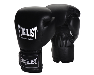 PUGILISTÂ® Leather 'Black Series' Training / Sparring Gloves w/o Elastic Covering